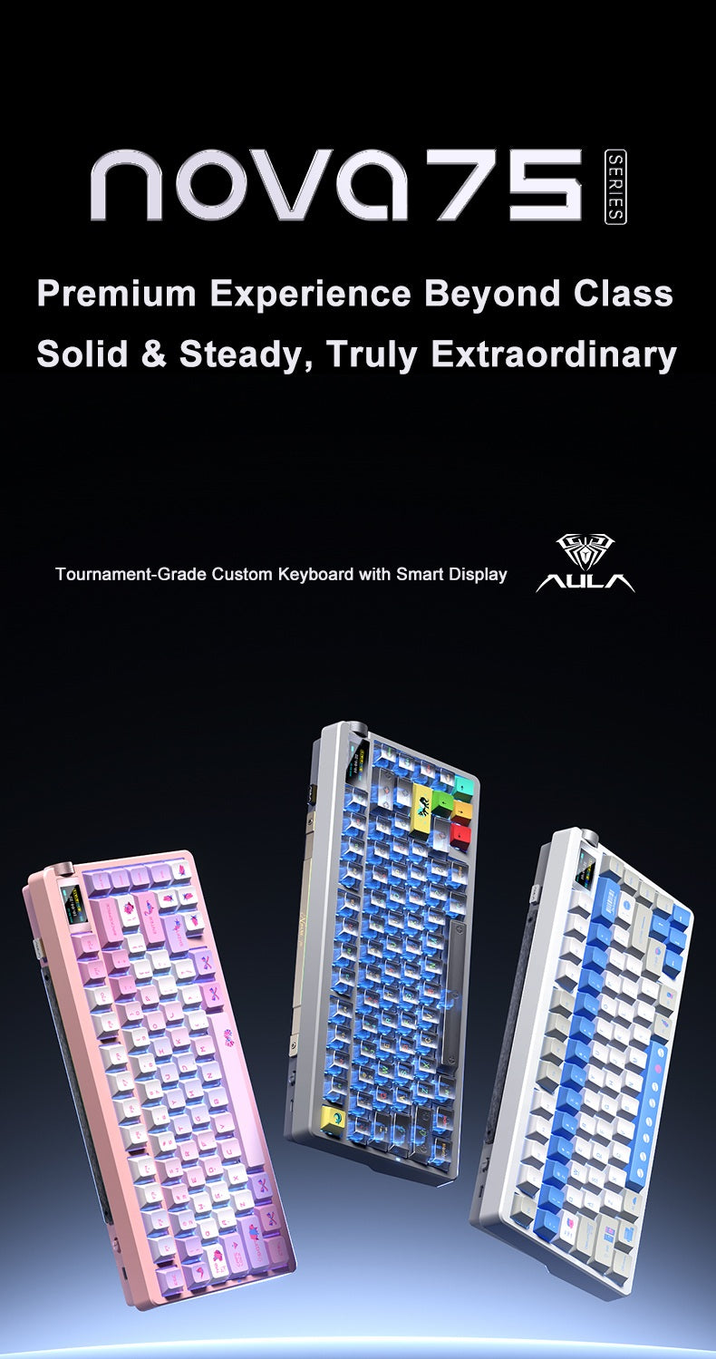 AULA NOVA75 Smart Screen Custom Mechanical Keyboard | Tri-Mode