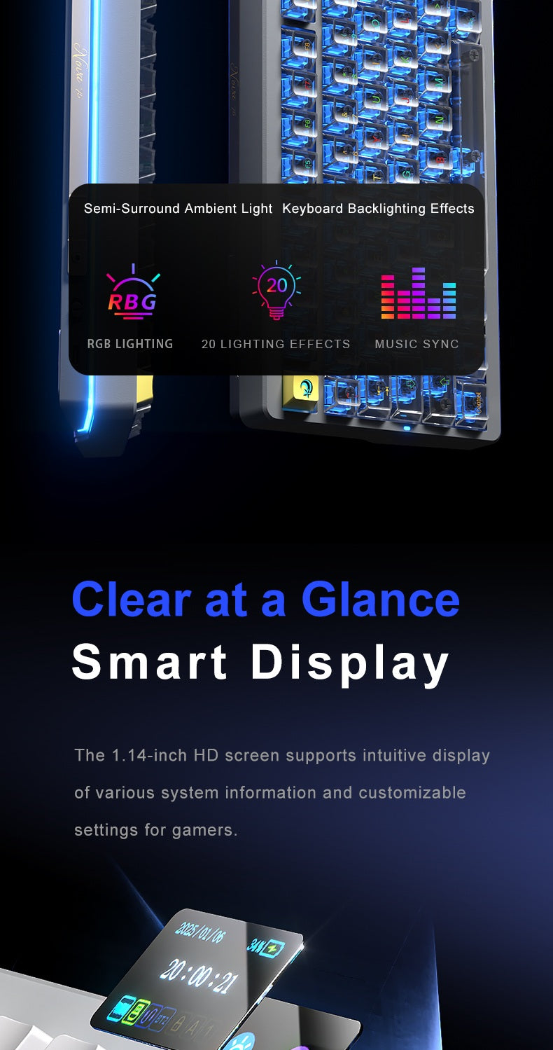 AULA NOVA75 Smart Screen Custom Mechanical Keyboard | Tri-Mode