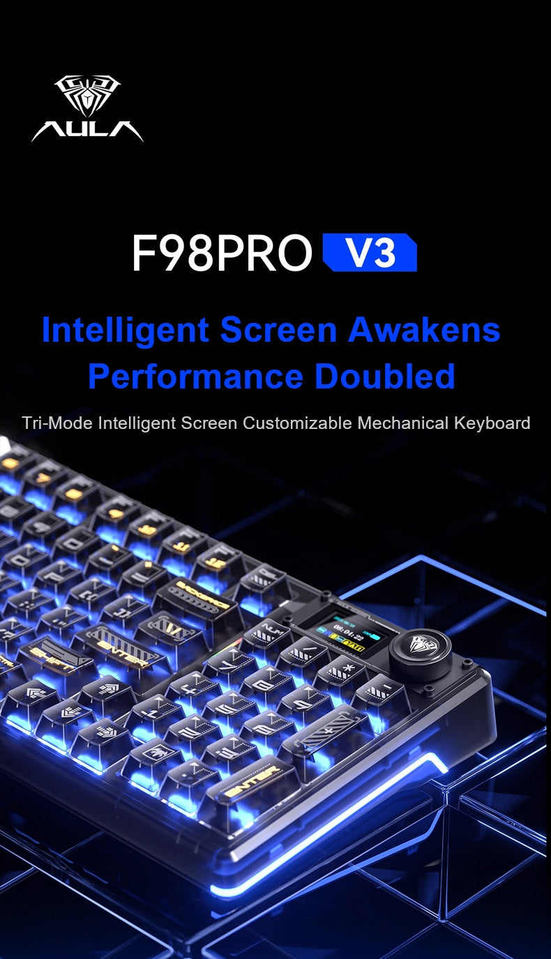 AULA F98PRO V3 Customizable Keyboard |Tri-Mode | Smart Screen