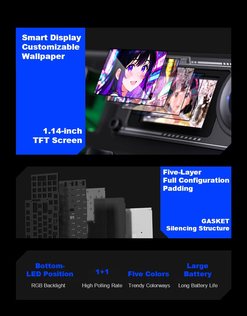 AULA F98PRO V3 Customizable Keyboard |Tri-Mode | Smart Screen