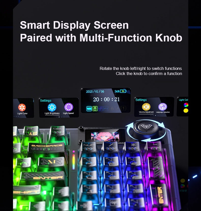 AULA F98PRO V3 Customizable Keyboard |Tri-Mode | Smart Screen