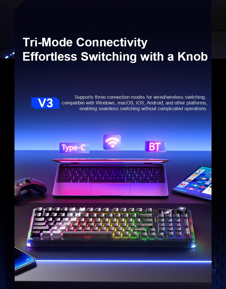 AULA F98PRO V3 Customizable Keyboard |Tri-Mode | Smart Screen