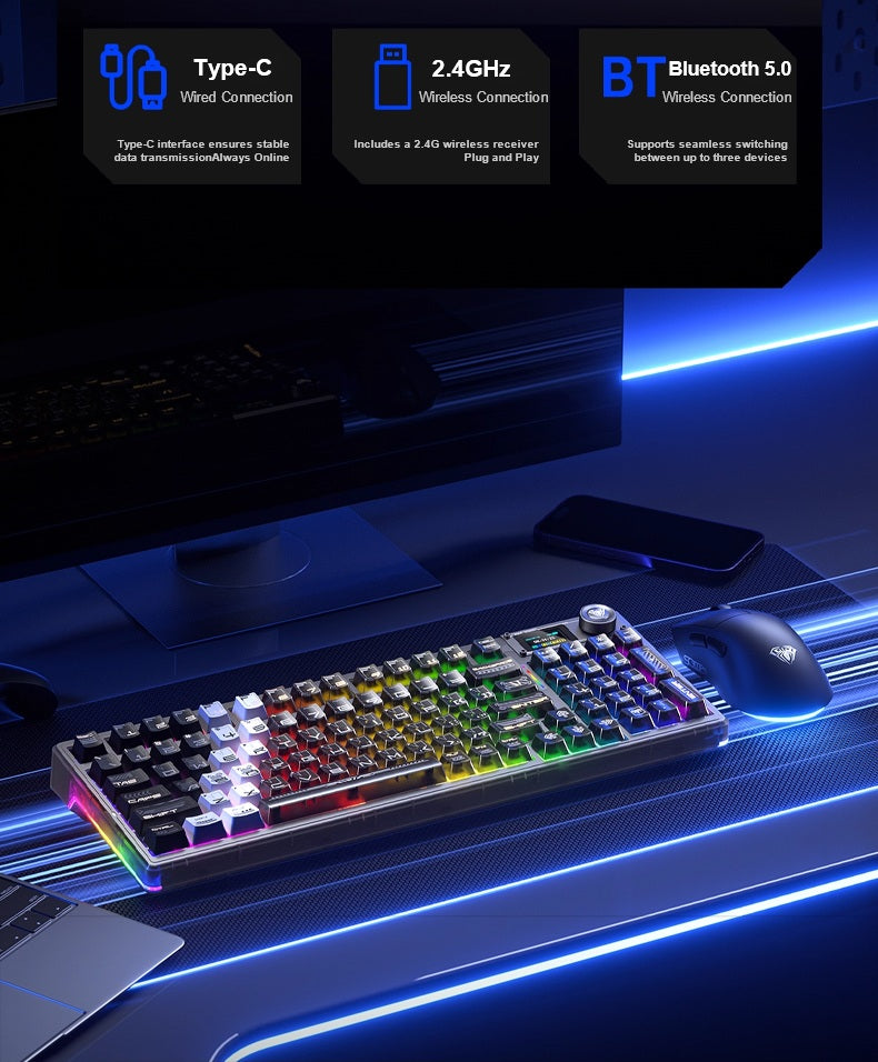 AULA F98PRO V3 Customizable Keyboard |Tri-Mode | Smart Screen