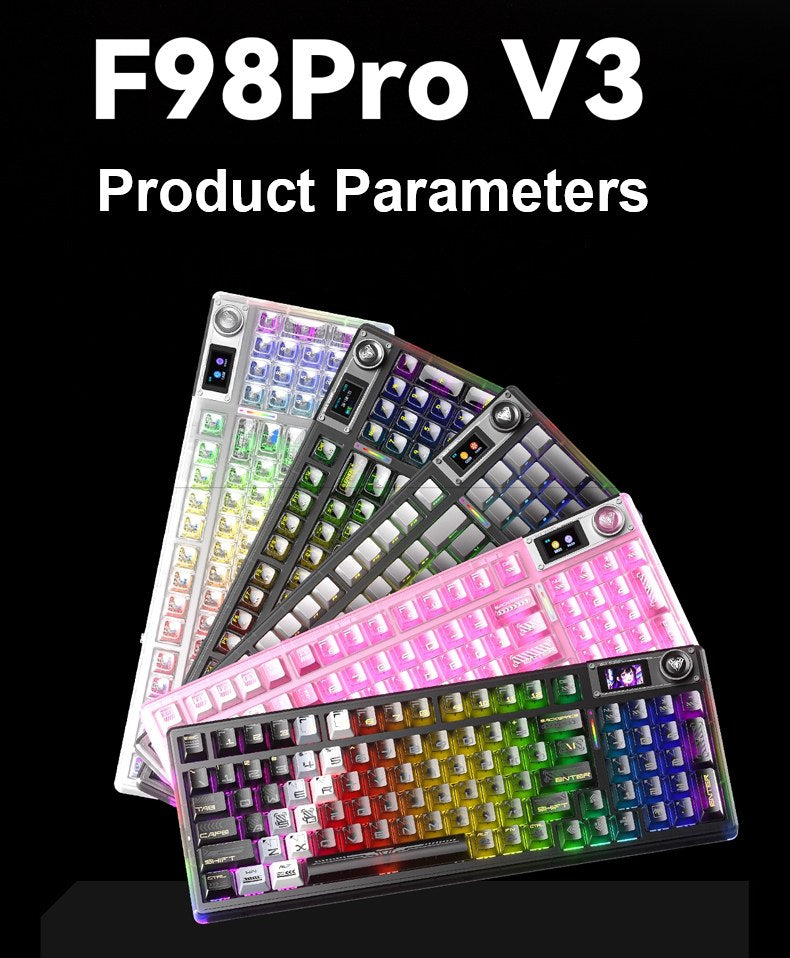 AULA F98PRO V3 Customizable Keyboard |Tri-Mode | Smart Screen
