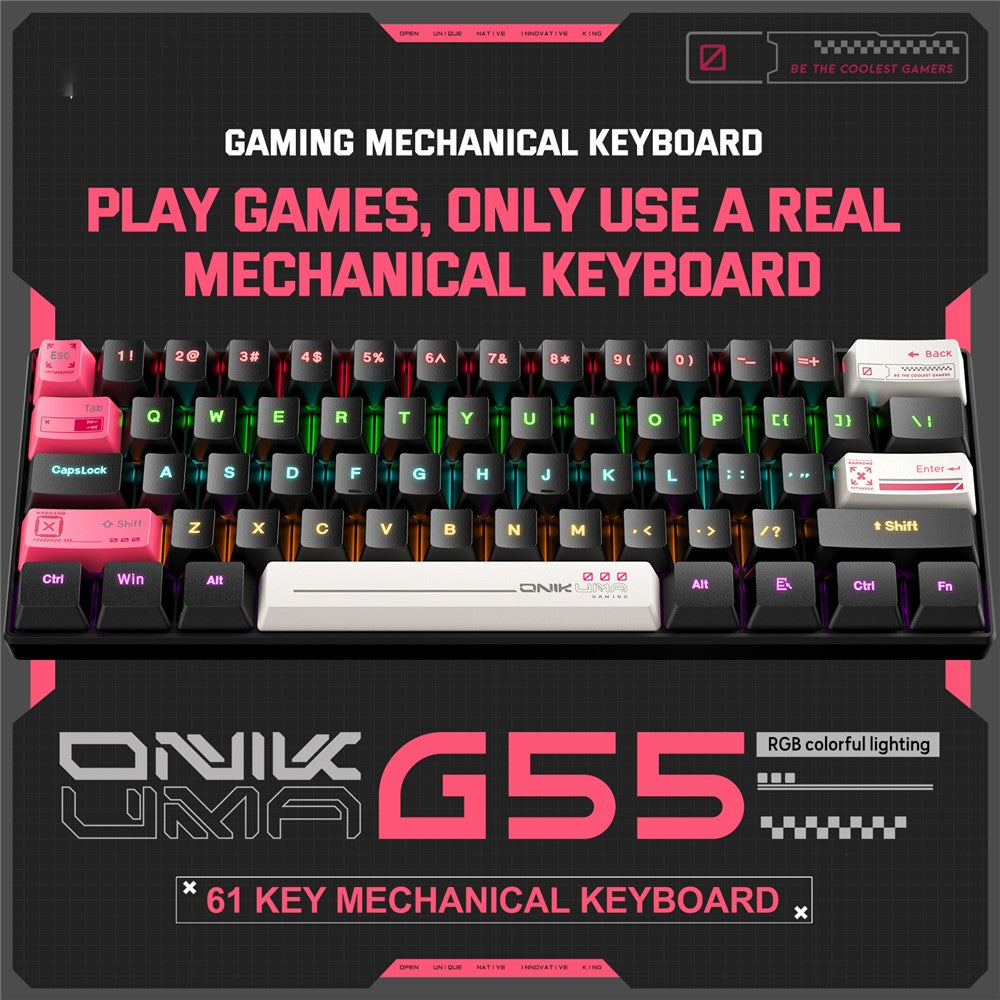 ONIKUMA G55 Mechanical Gaming Keyboard | 61-Key Wired RGB
