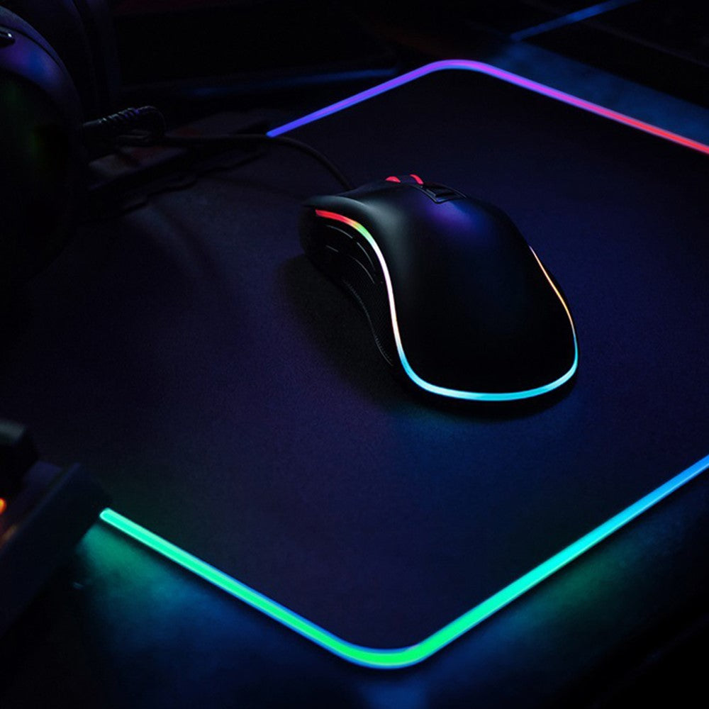 Compact RGB Gaming Mouse Pad | 350x250x3mm LED Light-Up Anti-Slip Desk Mat