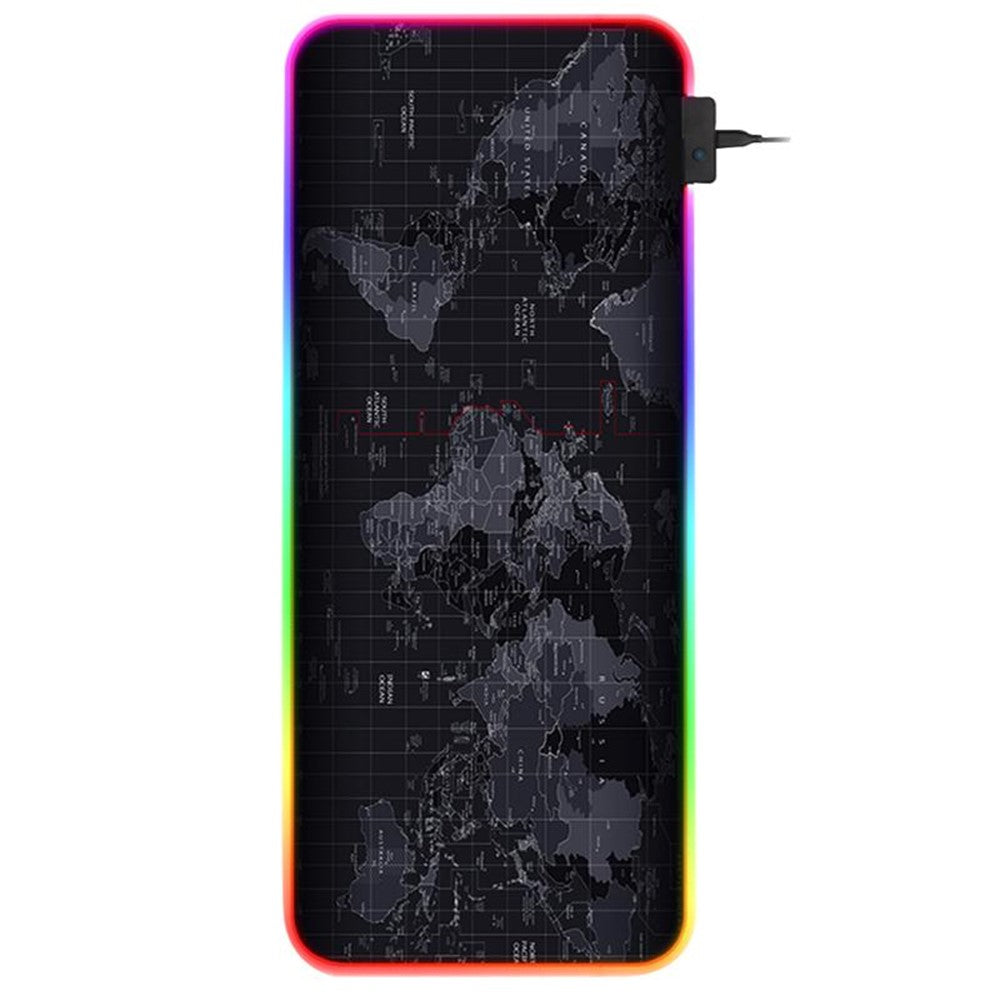 World Map RGB Gaming Mouse Pad | 14 Lighting Modes Large 800x300mm