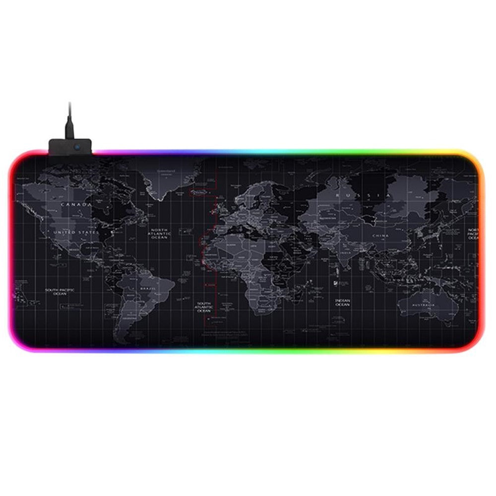World Map RGB Gaming Mouse Pad | 14 Lighting Modes Large 800x300mm