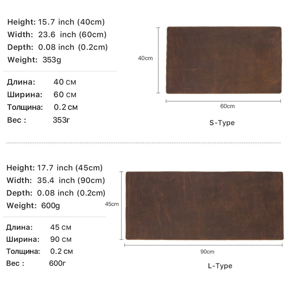 Contacts Family Genuine Leather Large Desk Mat | 90x45cm Crazy Horse Texture