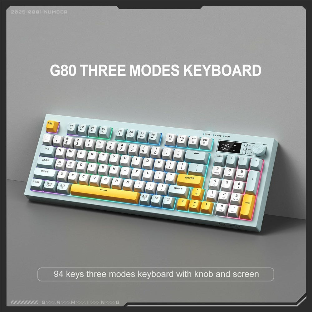 ONIKUMA G80 Tri-Mode Gaming Keyboard | 2.4G, Bluetooth & Wired | OLED Display & RGB Backlit