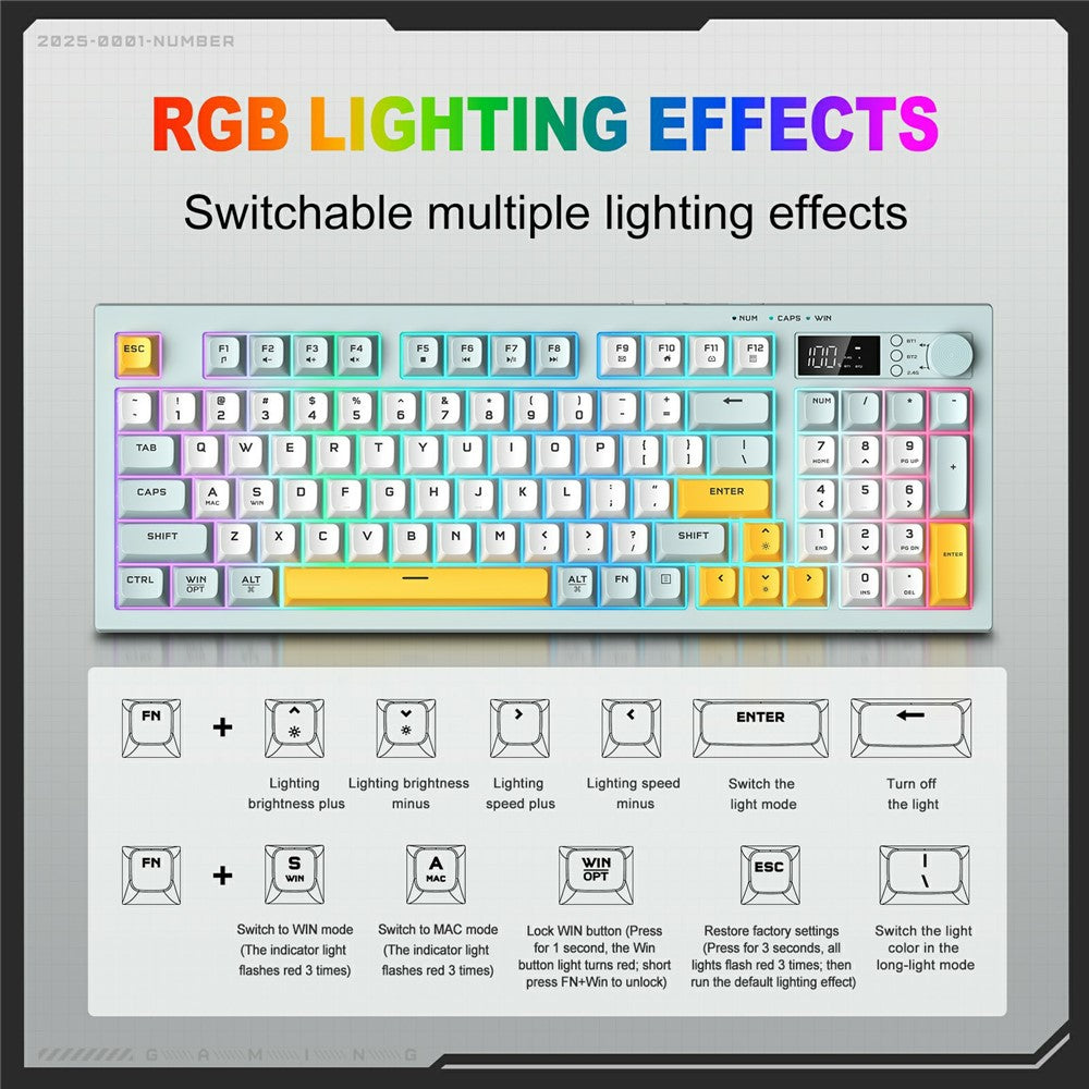 ONIKUMA G80 Tri-Mode Gaming Keyboard | 2.4G, Bluetooth & Wired | OLED Display & RGB Backlit