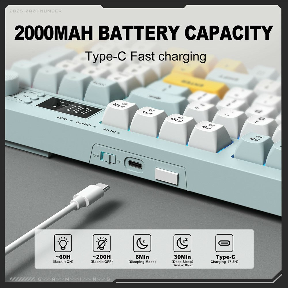 ONIKUMA G80 Tri-Mode Gaming Keyboard | 2.4G, Bluetooth & Wired | OLED Display & RGB Backlit