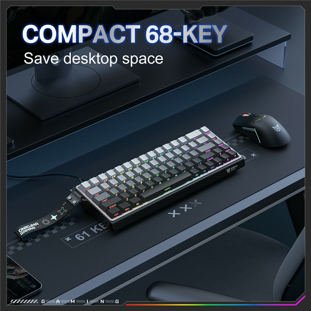 ONIKUMA G69 68 Keys Hot Swappable Keyboard for Mac / Windows / Android Magnetic Axis Gaming Keyboard with RGB Light