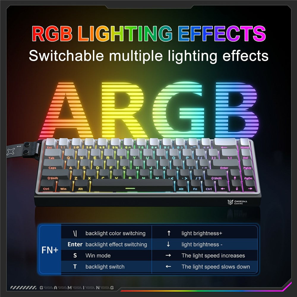 ONIKUMA G69 68 Keys Hot Swappable Keyboard for Mac / Windows / Android Magnetic Axis Gaming Keyboard with RGB Light