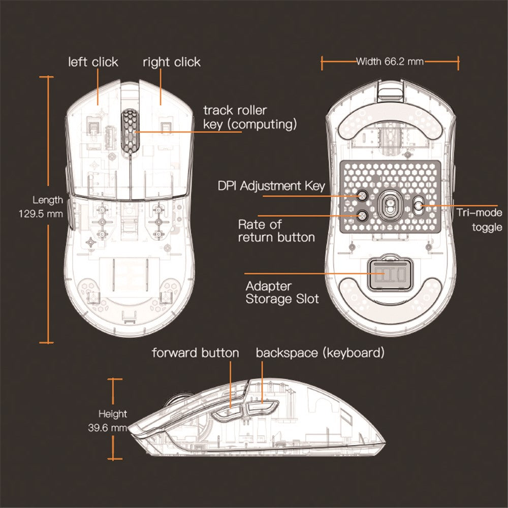 DARMOSHARK M3 Pro Tri-Mode 2.4G / USB-C / Bluetooth-compatible Mouse Wireless Gaming Mouse PAW3395 Chip for Laptop PC