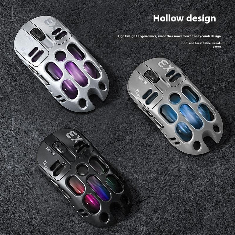 T-WOLF X3 Gaming Mouse Tri-Mode BT Wireless Hollow Design RGB Backlit Mechanical Mouse For Esports