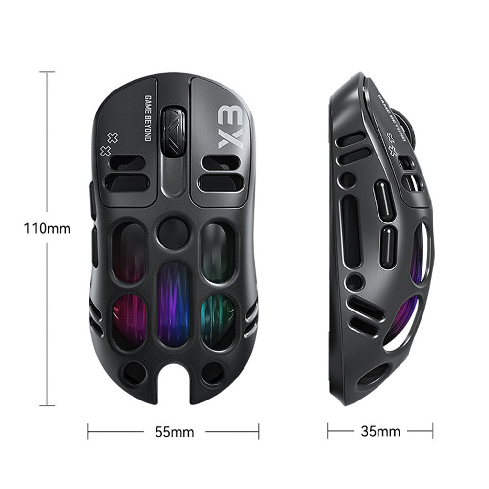 T-WOLF X3 Gaming Mouse Tri-Mode BT Wireless Hollow Design RGB Backlit Mechanical Mouse For Esports