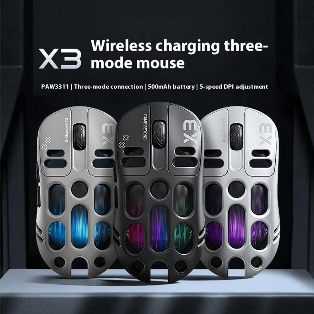 T-WOLF X3 Gaming Mouse Tri-Mode BT Wireless Hollow Design RGB Backlit Mechanical Mouse For Esports