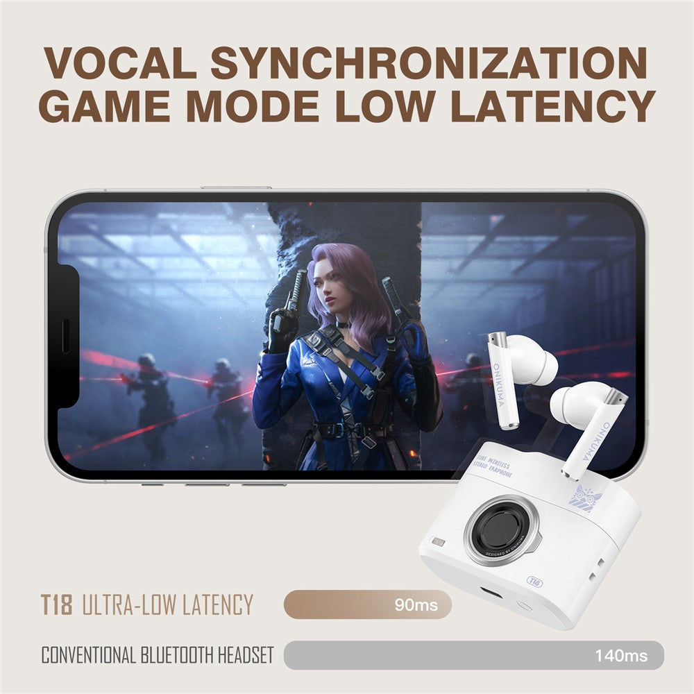 ONIKUMA T18 TWS Bluetooth-compatible Earphone Noise Cancelling Low Latency Gaming Music Headset