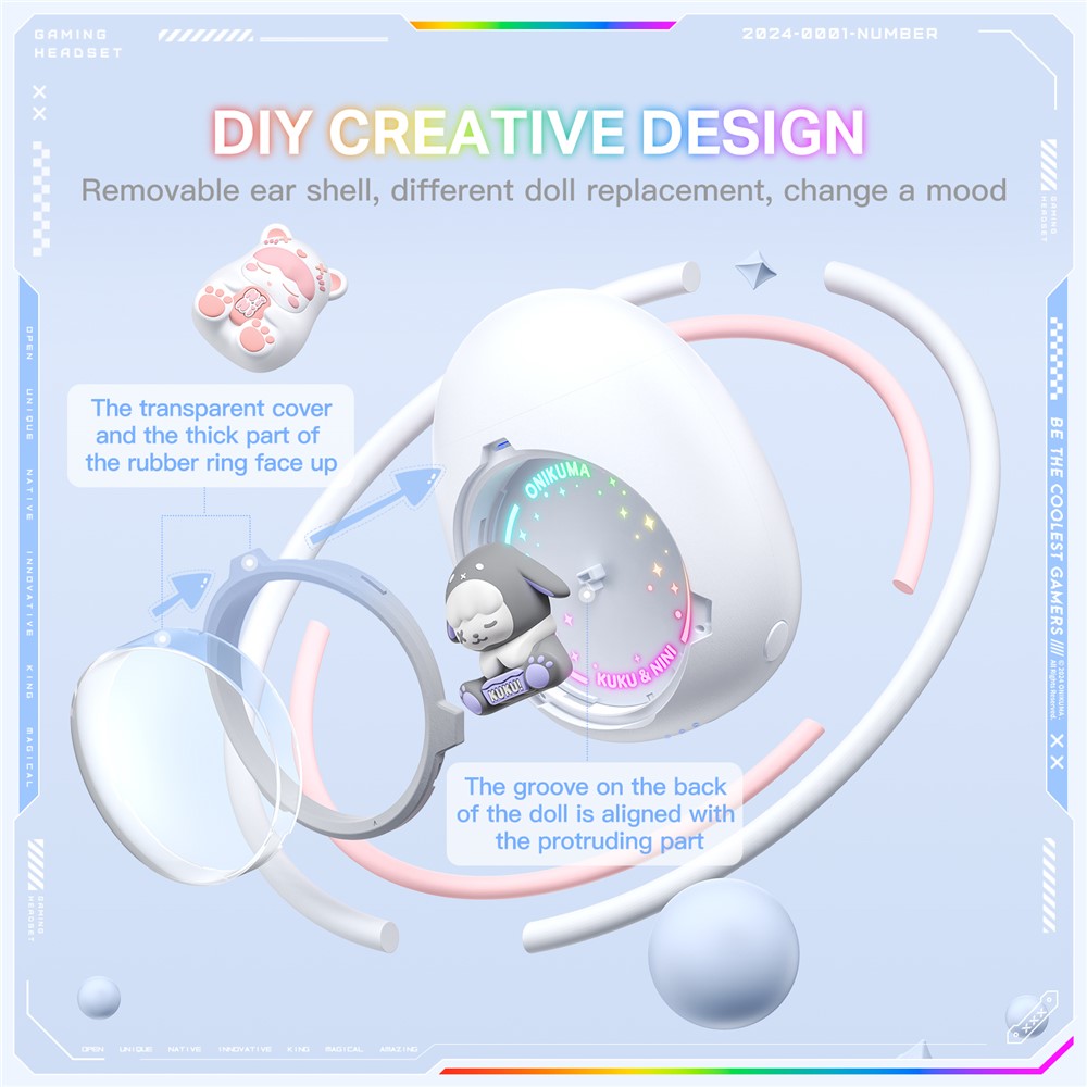 ONIKUMA T302 Cute Space Capsule Bluetooth-compatible Headset HiFi Music Wireless Earphones