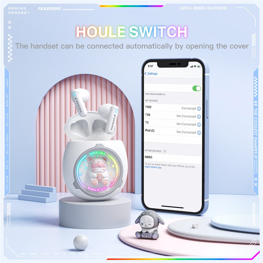 ONIKUMA T302 Cute Space Capsule Bluetooth-compatible Headset HiFi Music Wireless Earphones