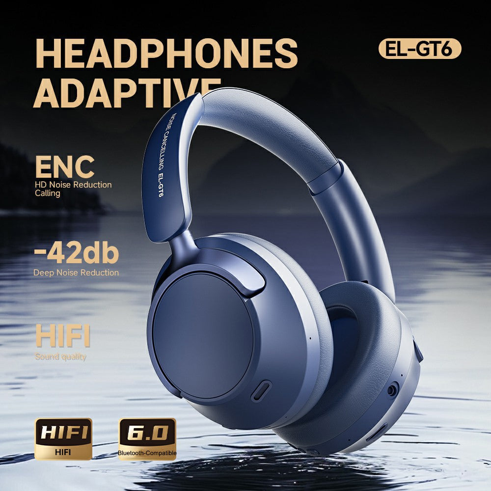 EL-GT6 ANC Noise Cancelling Low Latency Gaming Headset HiFi Sound Over Ear Bluetooth-compatible Headphones