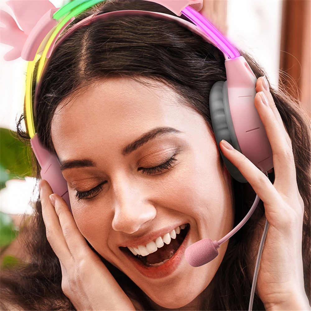 ONIKUMA X15 Pro Wired Gaming Headphones with RGB Light Antlers Design Stereo Surround Headset for Computer PC Gamer