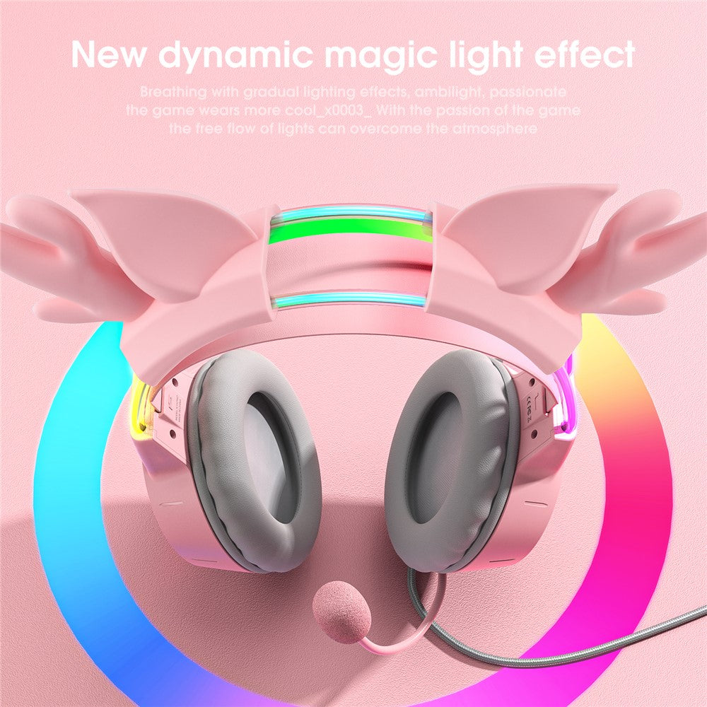ONIKUMA X15 Pro Wired Gaming Headphones with RGB Light Antlers Design Stereo Surround Headset for Computer PC Gamer