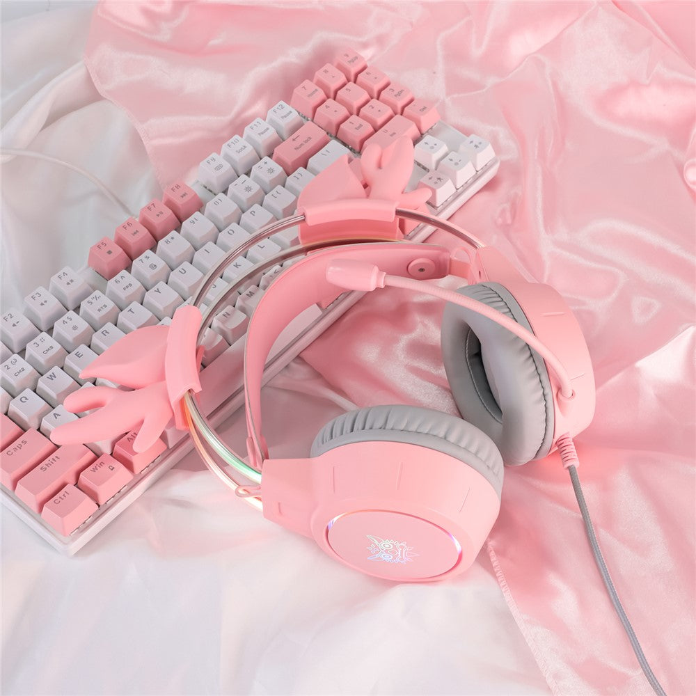 ONIKUMA X15 Pro Wired Gaming Headphones with RGB Light Antlers Design Stereo Surround Headset for Computer PC Gamer