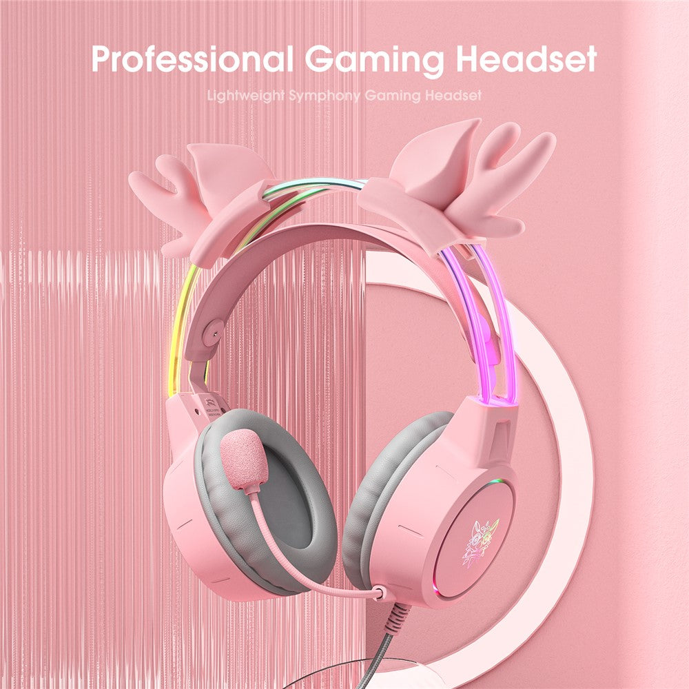 ONIKUMA X15 Pro Wired Gaming Headphones with RGB Light Antlers Design Stereo Surround Headset for Computer PC Gamer